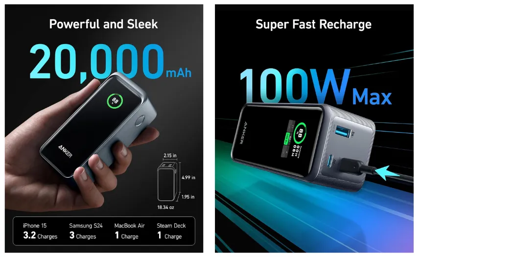 Anker Prime 20,000mAh Power Bank 200W - AS2 Electronics