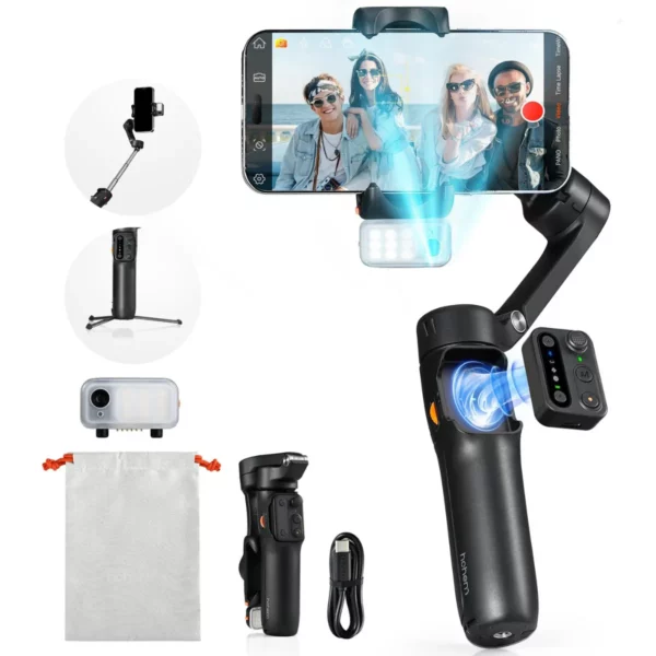 مثبت Gimbal قابل للطي من Hohem iSteady V3 مع متتبع الذكاء الاصطناعي وجهاز تحكم عن بعد